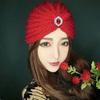 WTEMPO Women's Cold-proof Autumn Winter Solid Color Large Size Woolen Hats Soft Windproof Casual Warm Knitted Flower Hats