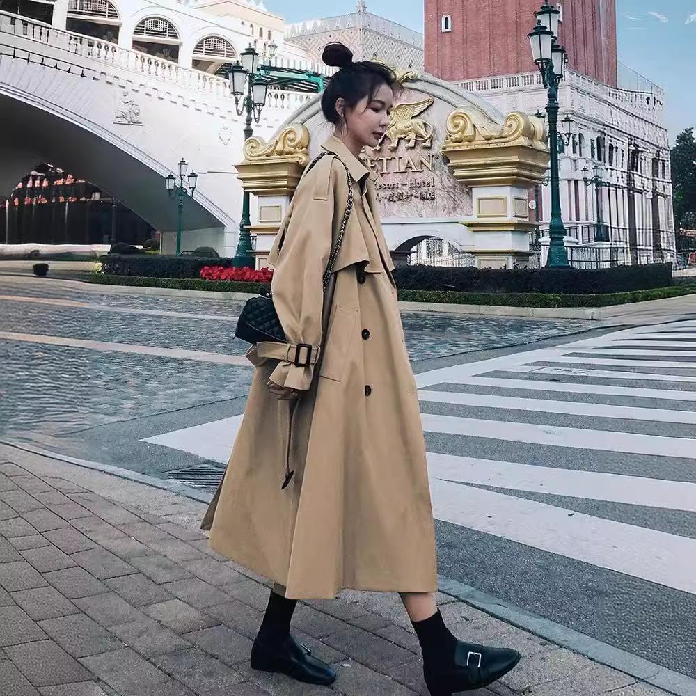 Women's Mid-Length Trench Coat: 2023 Korean High-End Casual Loose British Style Autumn Outerwear