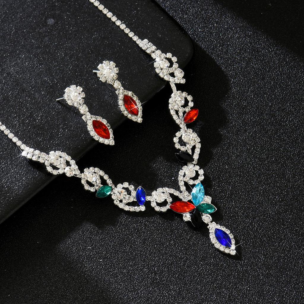 Winter Crystal Butterfly Necklace Earrings Set Jewelry Luxury Wedding
