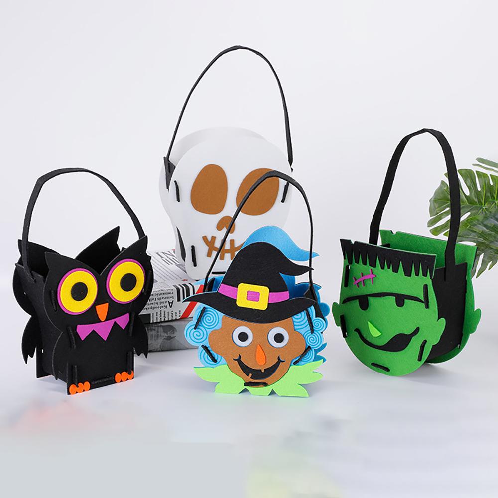 Halloween Pumpkin Candy Bag Halloween Decorative Felt Handbag Halloween Trick Or Treat Goody Bags Kids Halloween Party Gift Bag