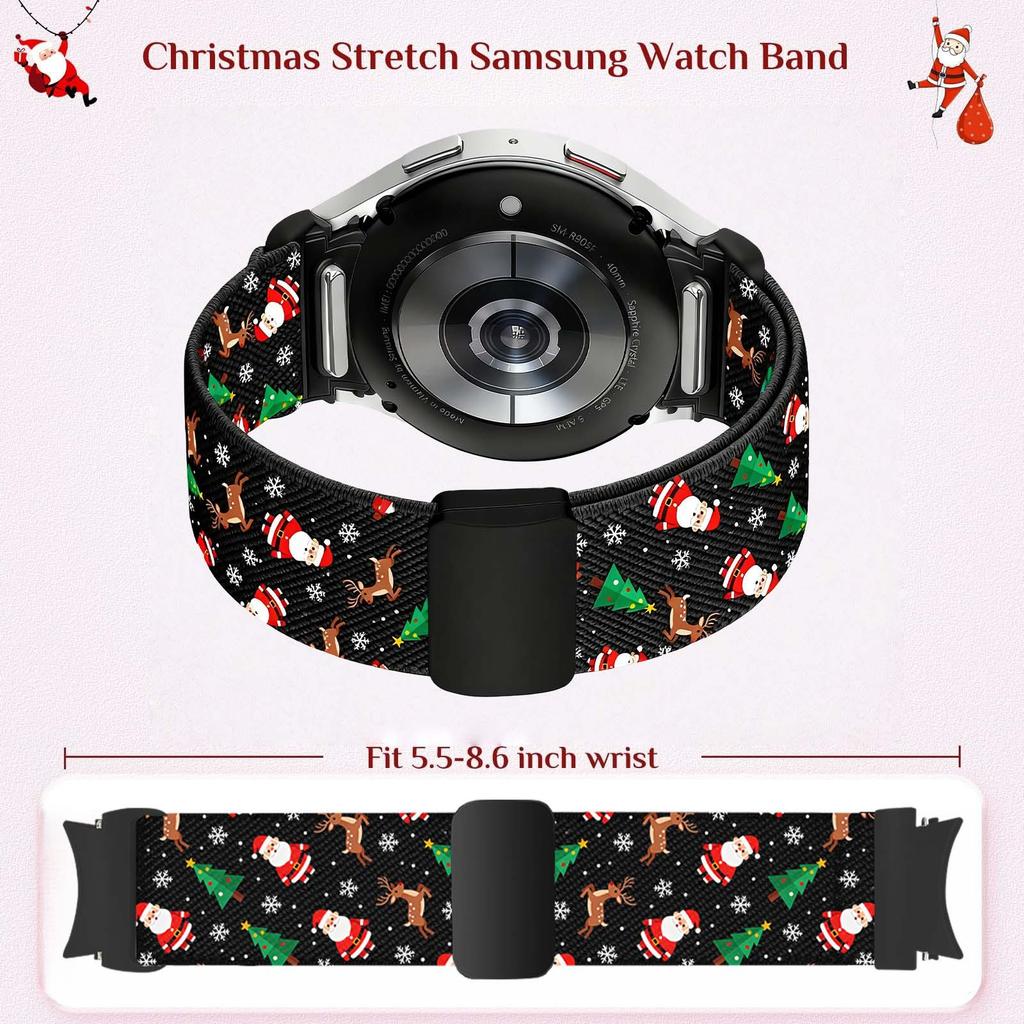 Sport Nylon Band for Samsung Galaxy Watch 7/FE/5 Pro/6/4 classic 44mm No Gaps Christmas Bracelet correa Galaxy Watch6 7 straps