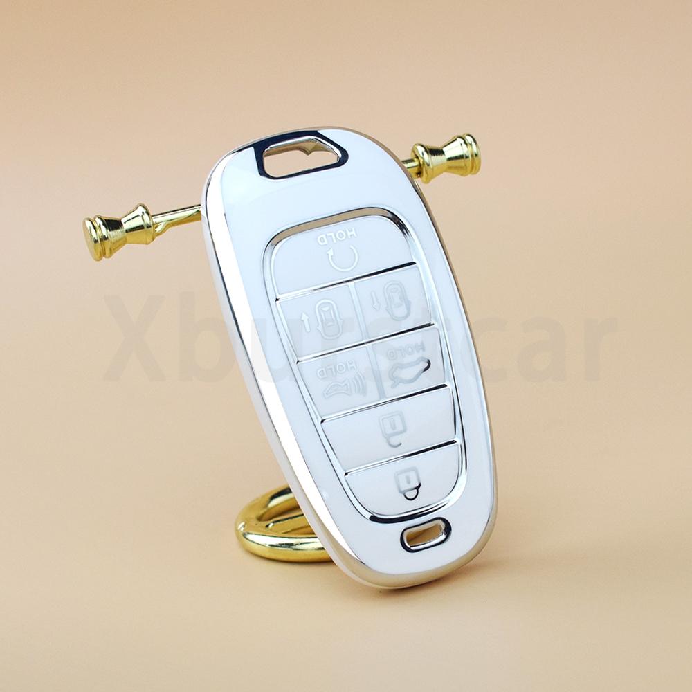 7 Buttons Tpu Car Key Case Cover Shell Fob Holder For Hyundai Solaris Sonata Hybrid Nexo Nx4 New Grand Santa Fe Tucson