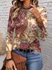 Women's T-Shirts Spring Autumn Bohemian Style Fashion Casual Vintage Pattern Female Long Sleeve T-Shirt Loose Womens Clothing