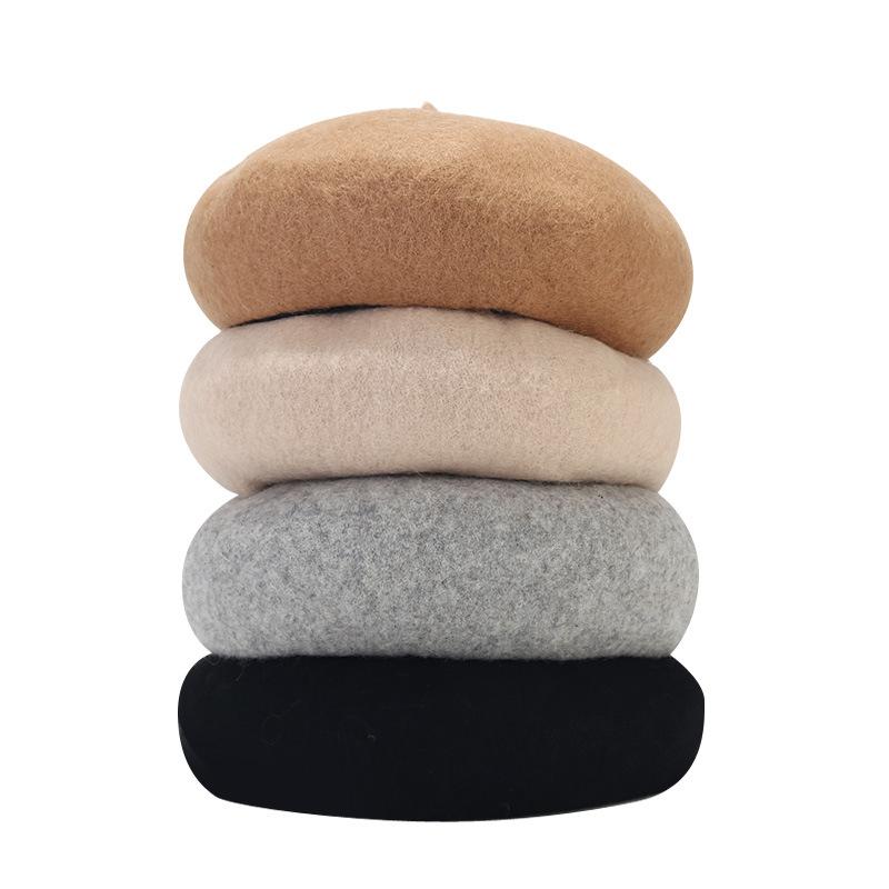 Ins Children's Solid Color Beret Female Cute Baby Autumn and Winter Pumpkin Hat Foreign Style Versatile Painter Hat Can Be Customized