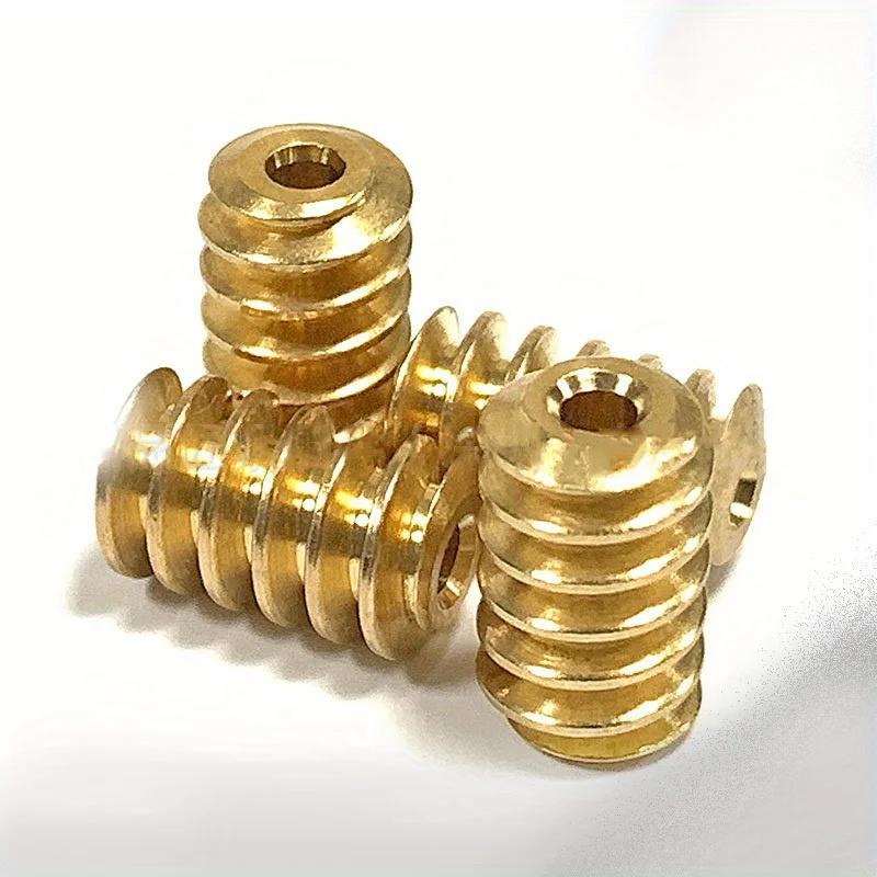 

10PCS Brass Worm Gear Set, 0.5 Module, - Precision Stepped Hole Tight Fit Worm Gear for Limit Direction Transmission 7.54 14-3mm hole