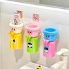 Cartoon Toothbrush Wall Mounted Toothbrush Holder Cup Magnetic Upside Down Mouthwash Cups Punch Free Storage Rack Organizer