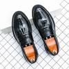 Men's Plus Size Tassel Leather Shoes for Formal Wear, Spring/Autumn Glossy Patent Finish, Perfect for Weddings and Business.