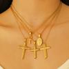 2026 Simple Cross Pendant Necklace Hydraulic Stainless Steel Men's and Women's Same Necklace Plated 18k Gold Jewelry Wholesale
