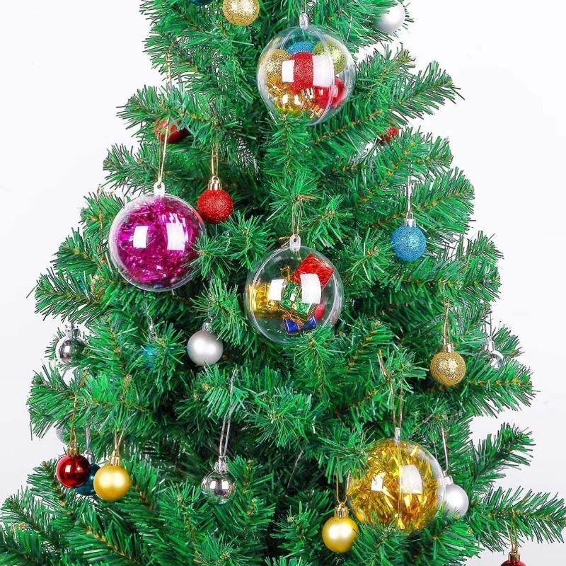 20/1pcs Plastic Christmas Transparent Balls Xmas Tree Hanging Hollow Ball Ornaments for Home Wedding Party Decoration Gifts Box