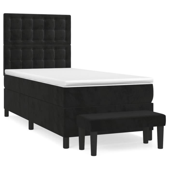 VidaXL Divan Bed with Mattress Black 90x200 Cm Velvet - Model 3138063