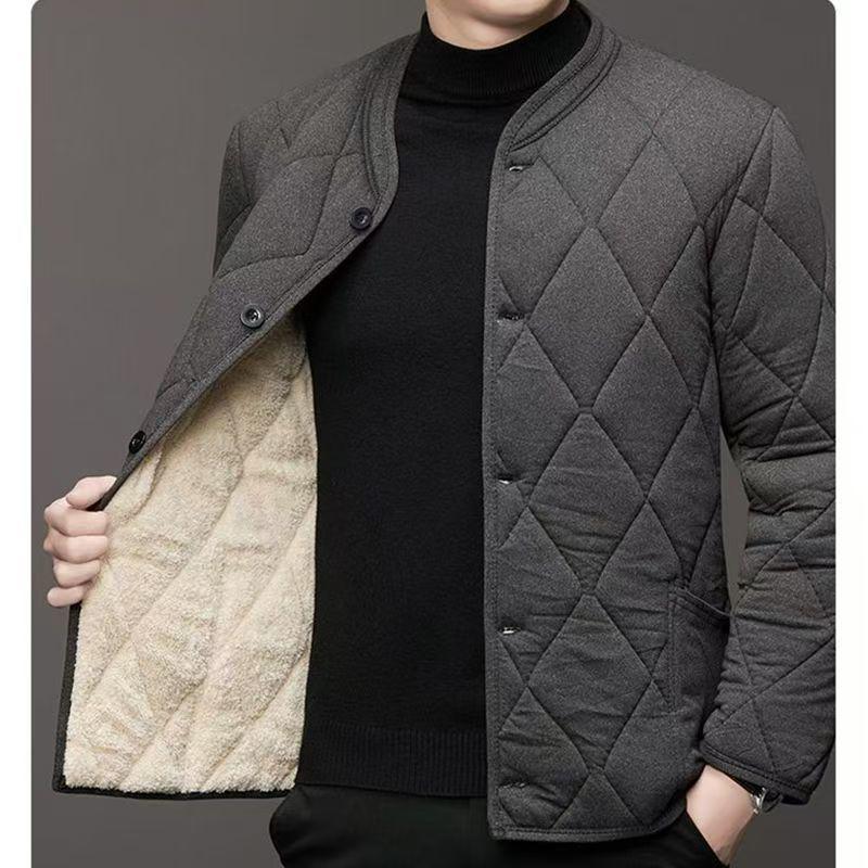 Men's Thickened Cotton Set with Camel Down Padding for Cold Protection: Plush Warm Autumn/Winter Dad's Clothing