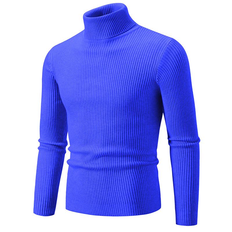 Herren Pullover Herbst/Winter 2024 Hoher Kragen Unifarben Lässig Gestrickt