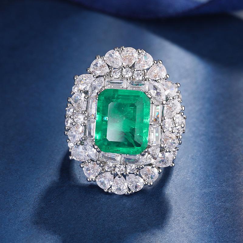 

Jewelry Copper Bottom Gold-Plated Simulation Color Treasure Simple Wind Light Luxury Set Female Main Stone 12 * 10