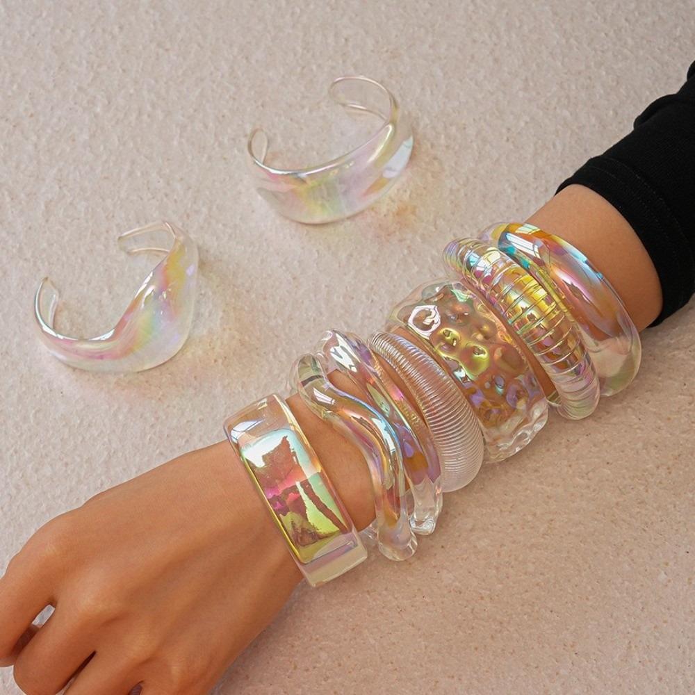 Colorful Resin Bracelet Irregular Opening Bangle Jewelry Wide Cuff Bangle  Women