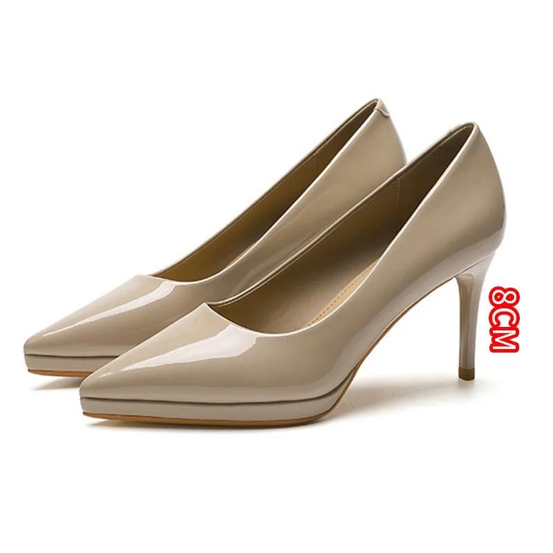 2026 Women's Sexy High Heels Pumps Patent Leather Platform High Heels Shoes Club Party Pointed Toe Stiletto Female Office Shoes