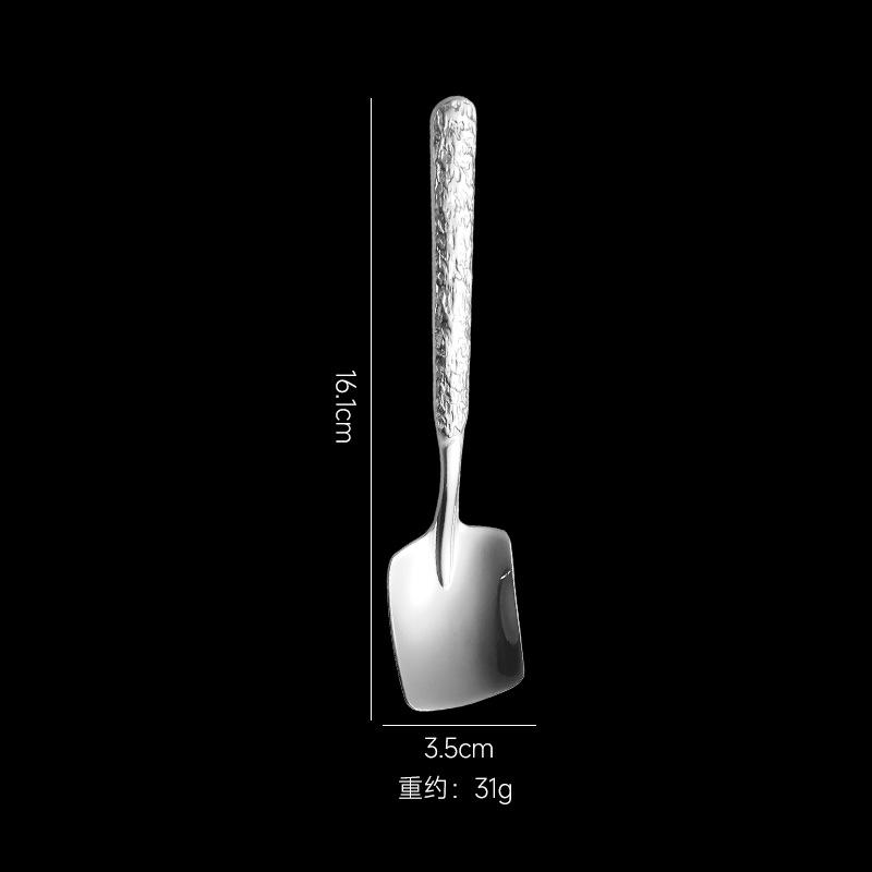 18-10 Stainless Steel Fruit Spoon Ice Cracked Pattern Ice Cream Dessert Spoons Watermelon Shovel Falt Coffee Tea Spoon