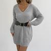 A Deep V-neck Sexy Casual Pullover Sweater for Women, A Base Layer for Autumn and Winter, A Dress Without A Belt