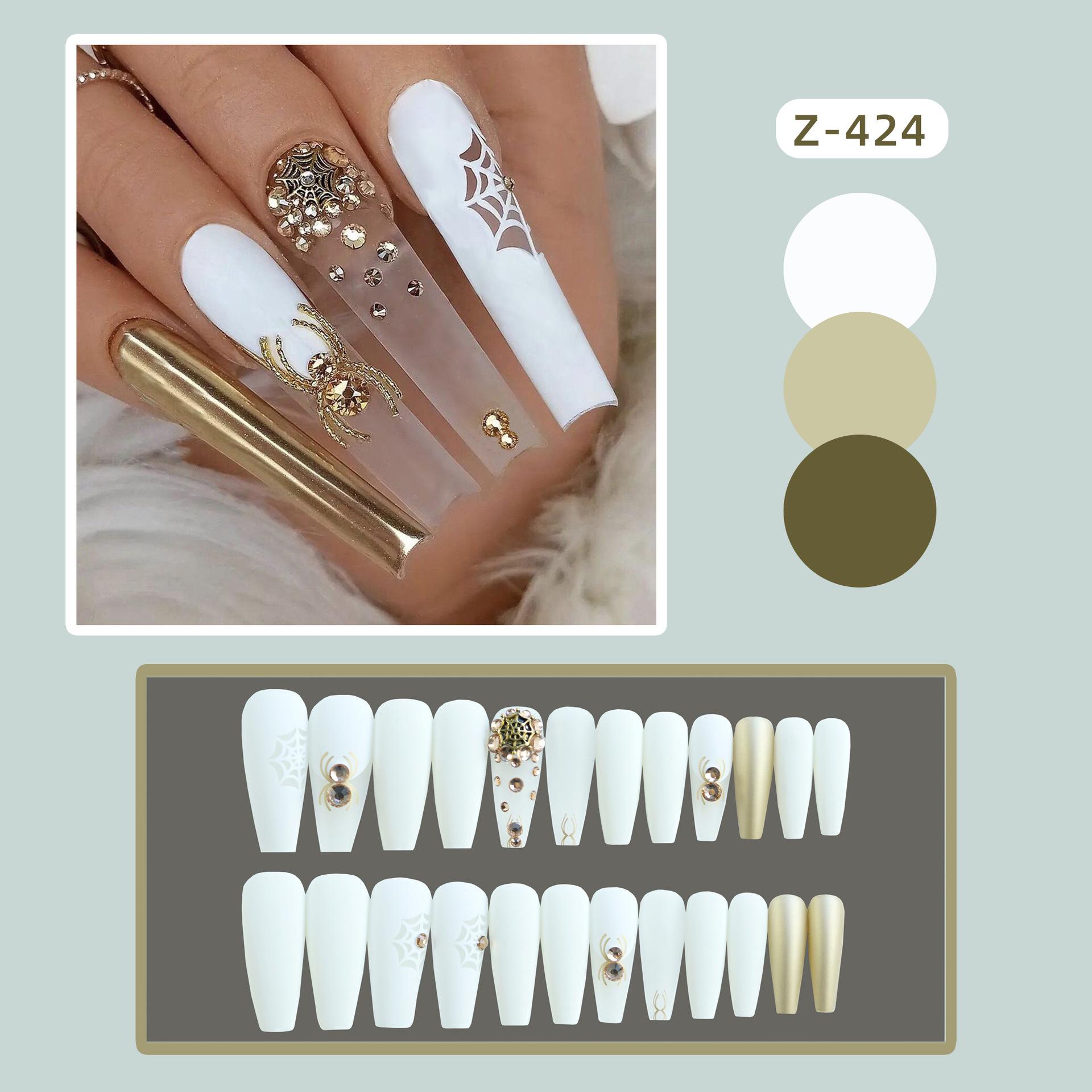 

24 шт./компл. Quick Nial Хэллоуин супер длинный паук носить наклейки для ногтей готовый маникюр