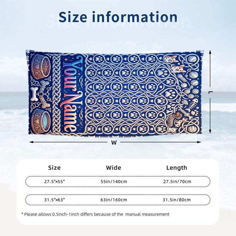 Dog Theme Beach Towel Personalized Custom Name & Text Soft Quick Dry Beach Towel for Swimming Travel