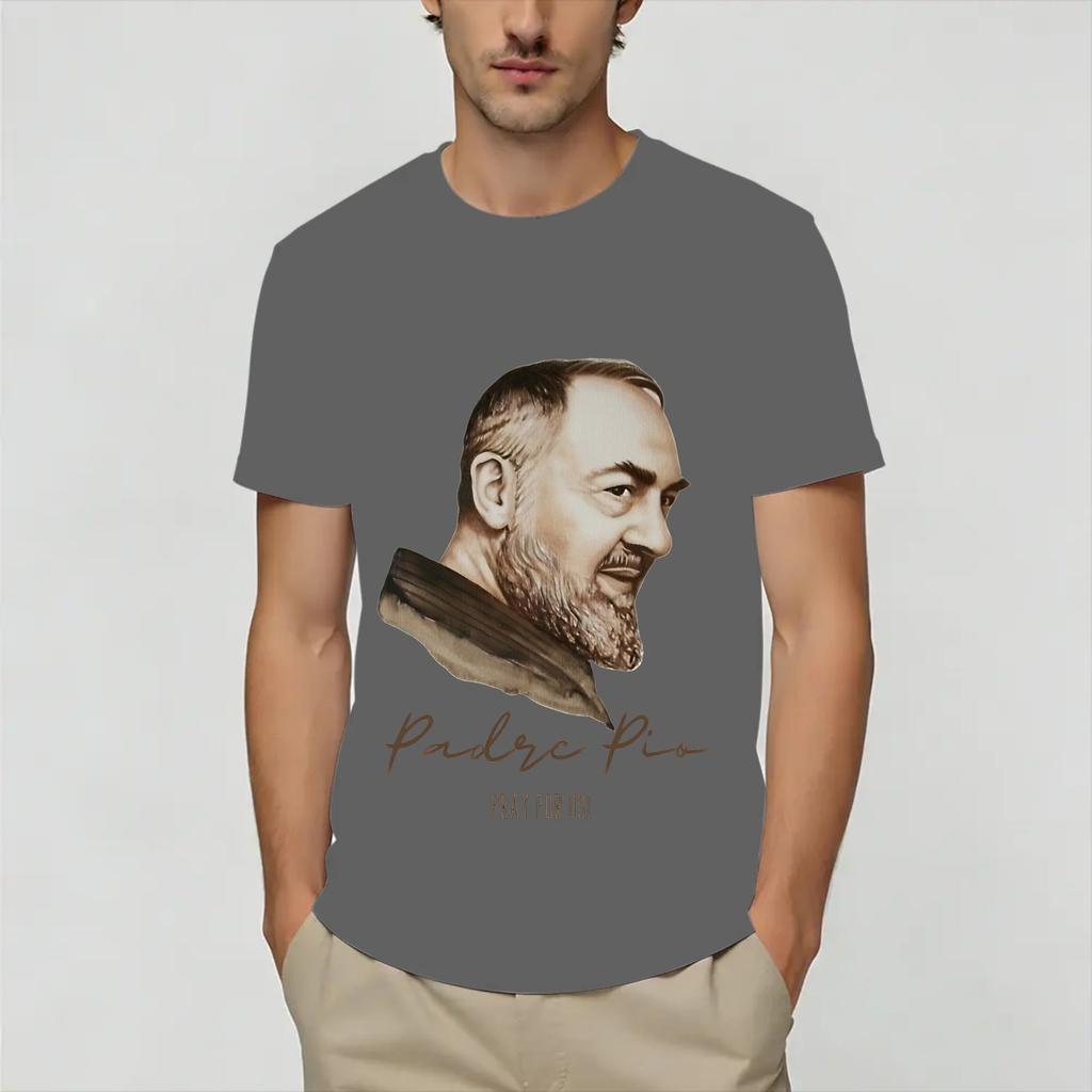 T-shirt Unisex Padre Pio Magliette Divertenti Manica Corta Girocollo Magliette in Cotone Stampe