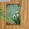 2D Flat 1pc Vintage Floral Aluminium Wall Art Sign Rustic Snowdrop Flowers 8x12 Aluminium Rustic Garden Home Decor Spring Floral Wall Decor