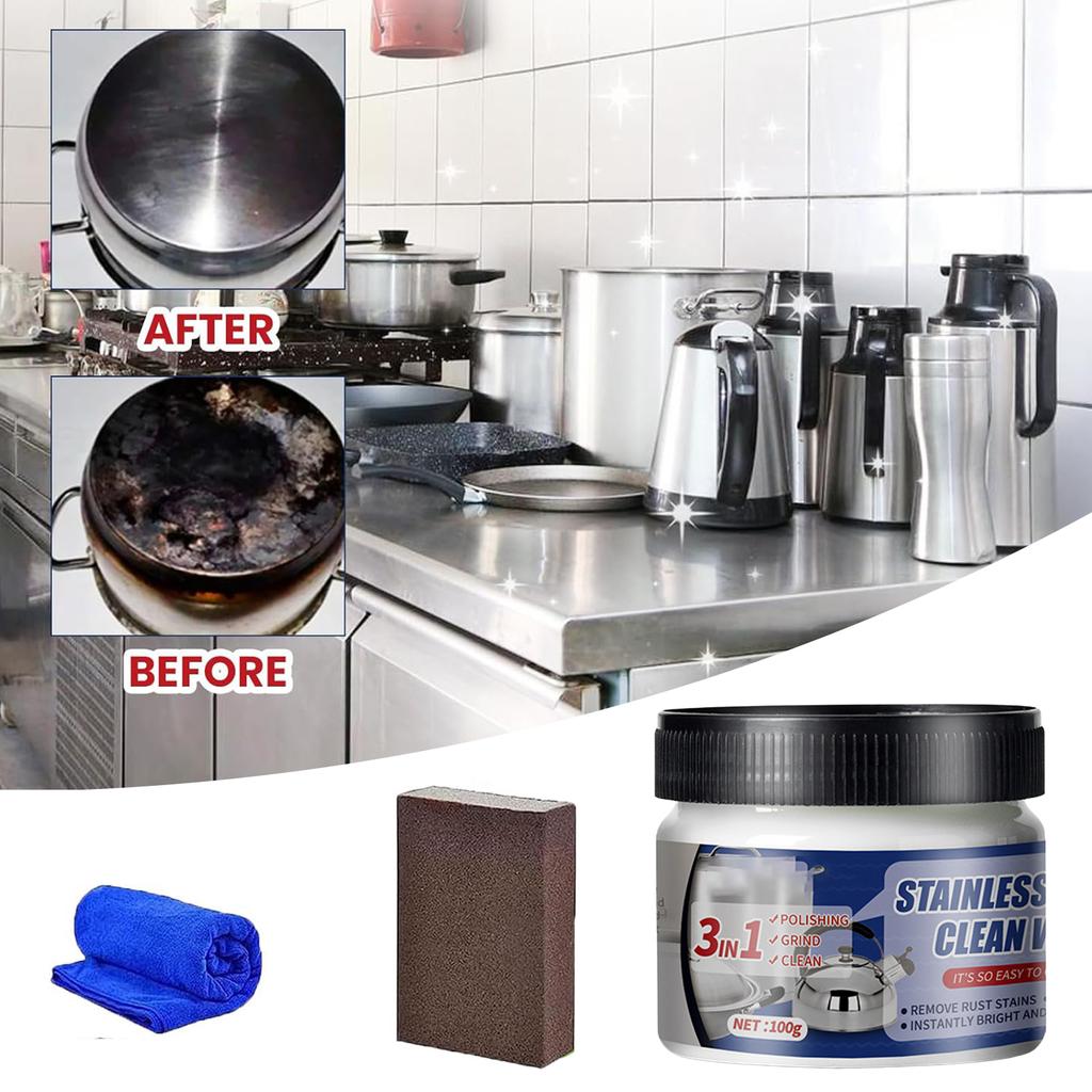 Stainless Steel Cleaning Paste with Non-abrasive Formula Cream Suitable for Household Kitchen