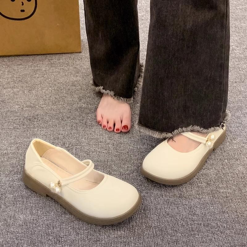 

Mary Jane shoes women s flat-soled single shoes spring and autumn new two-wear skirt versatile small leather shoes 35