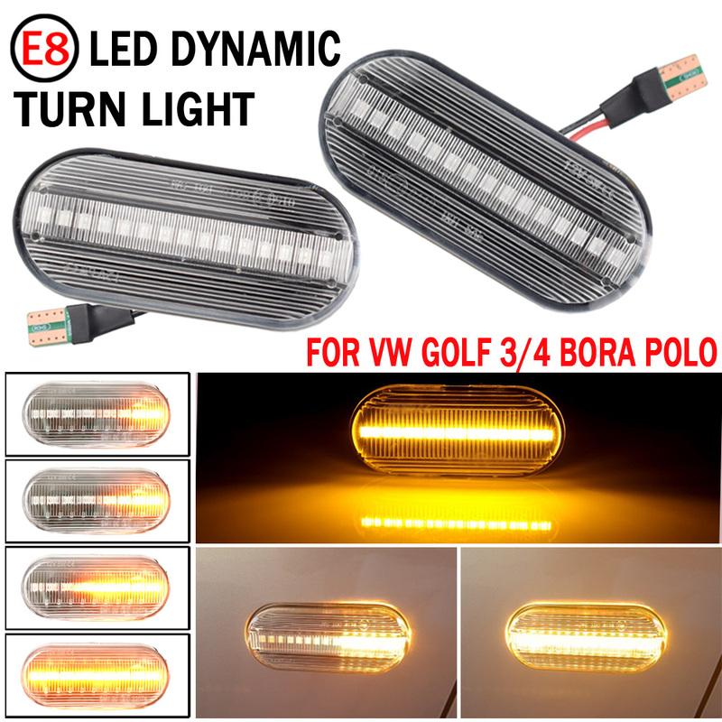 2Pcs Dynamic LED Car Side Marker Lights Repeater Signal Lights For VW Volkswagen Bora Golf 3/4 Passat Polo Sharan Seat Ford