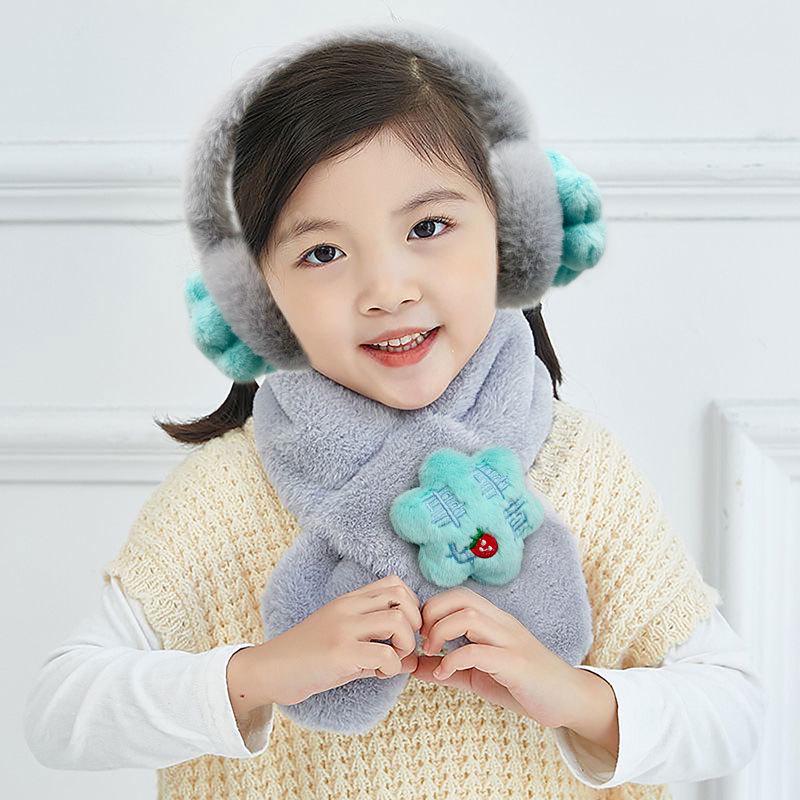 2025 Children's Cartoon Rabbit Fur Scarf – Thickened, Plush, Autumn/Winter Baby Neck Warmer for New Year and Christmas.
