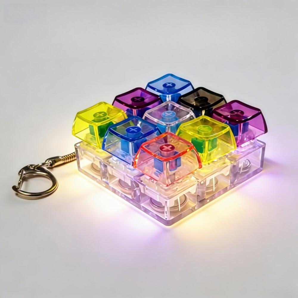 NEUER LED-Tastatur-Schlüsselanhänger Fidget Spielzeug Kristall Clicker Sensorisches Spielzeug zur Stressbewältigung Tastatur-Schlüsselanhänger Fidget Spielzeug für Erwachsene Kinder