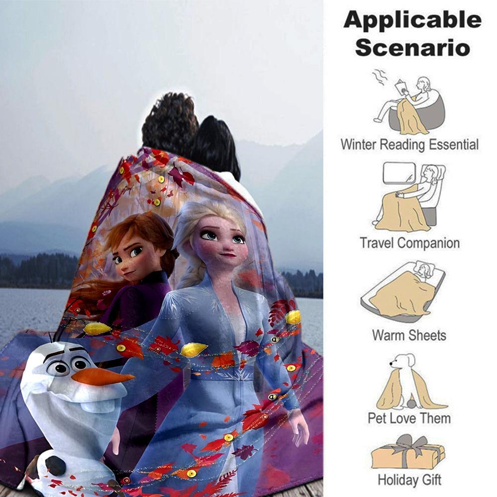 1 pezzo Coperta Frozen II Leggero Plaid in Flanella per Divano Letto Viaggio Campeggio Soggiorno Ufficio Divano Sedia