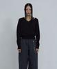 Uusoo Deep V-Neck Cotton Sweater_ Black