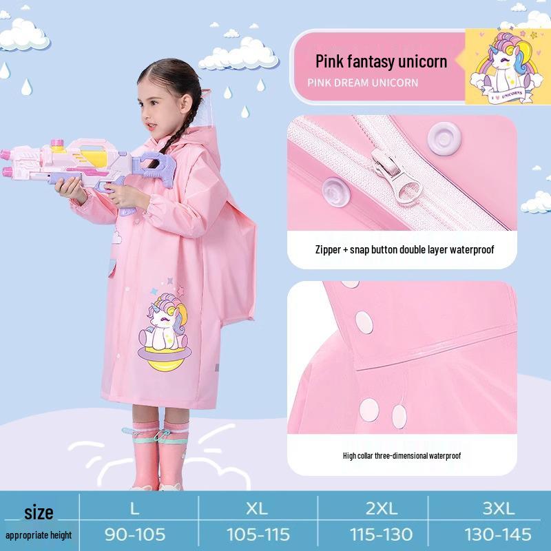 XXXL Kids' Raincoat for 8-Year-Olds - One-Piece with Backpack Space, Ideal for School