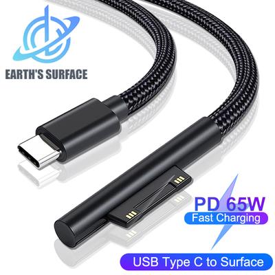 Cavo di alimentazione USB di tipo C a ricarica rapida PD 65W per Microsoft Surface Pro 7 3 4 5 6 15V 3A Caricabatterie per tablet Cavo adattatore USB C