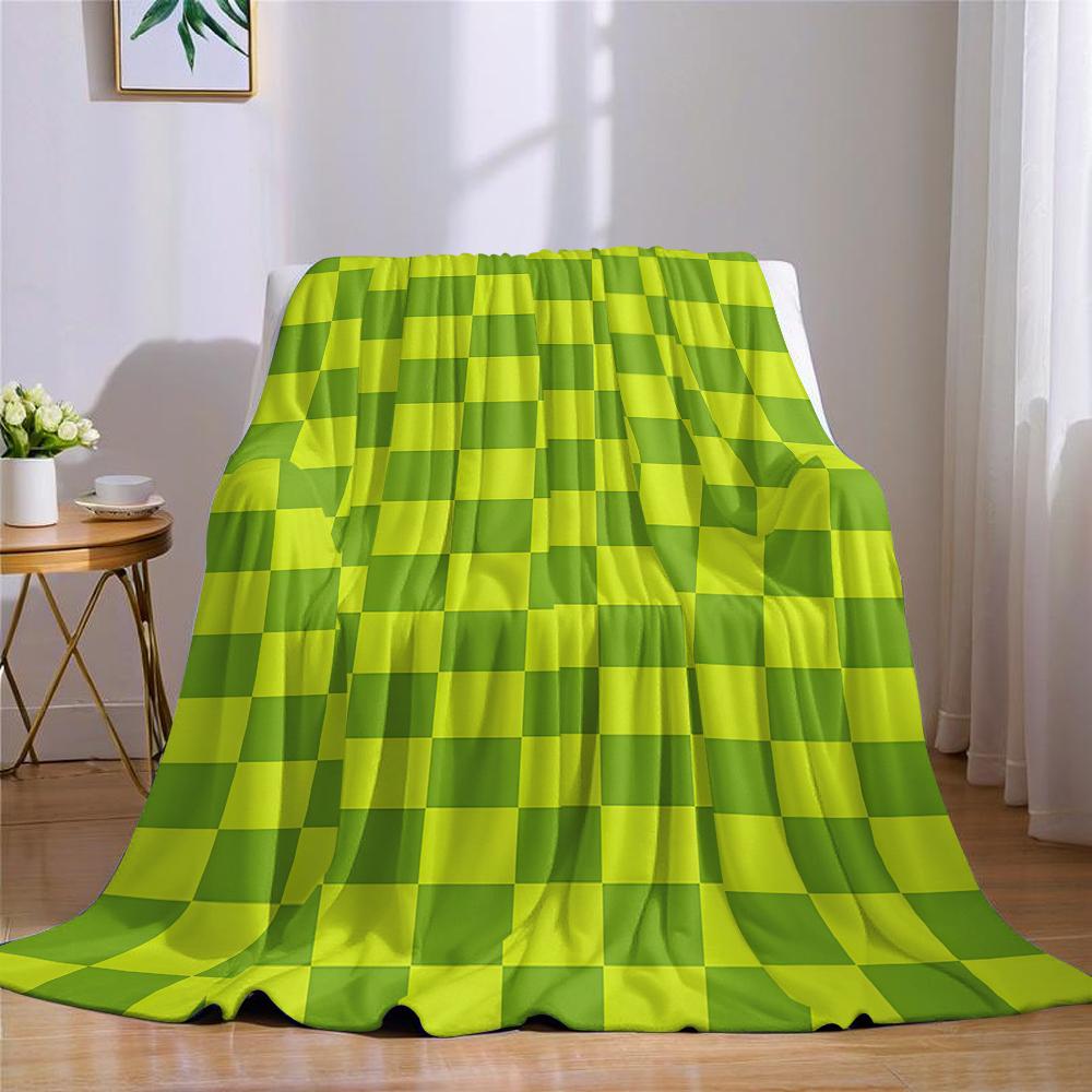 Limetten-Karo Flanelldecke Warm Weich Halloween Weihnachten Sofa Warm Gemütlich Dekoratives Dekor Geschenk für Alle Jahreszeiten