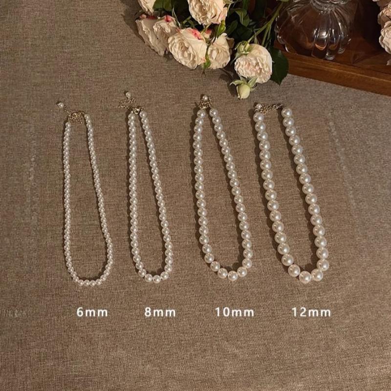 Vintage Faux Pearl Necklaces White Imitation Pearl Chain Choker Necklace Temperament Beaded Necklace For Wedding Party Wear