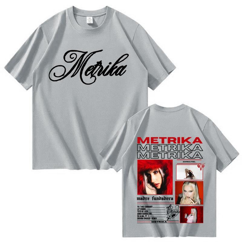 Rapper Metrika Album 2025 Double Sided Print Cozy T Shirt Mens Women Fashion Short Sleeve Tshirts Casual Oversized Y2K Tshirt