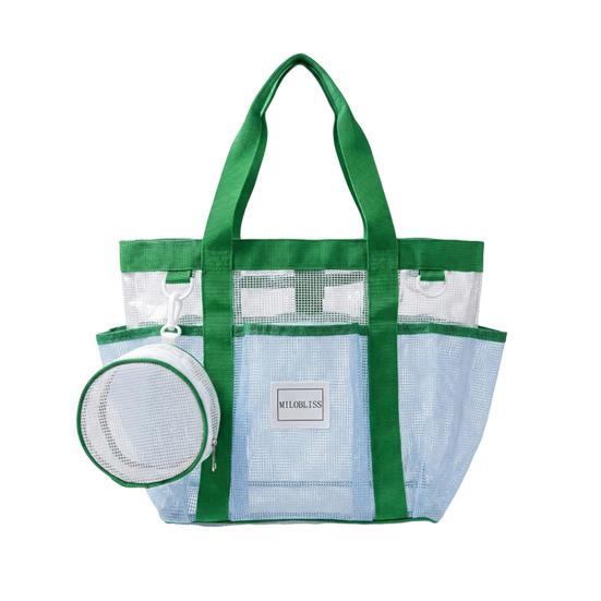 Large Mesh Beach Tote Bag, Family Beach Bag for Toys & Vacation Essentials, Quick Drying Sand-proof Waterproof Storage Pouch
