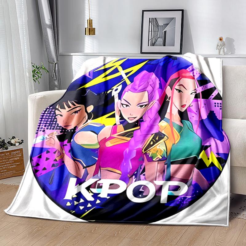 1pc Blanket Kpop Hunter7 Print Design, Lightweight Blanket for Sofa, Bed- Soft &Warm, Gift for All Seasons like Christmas, Halloween