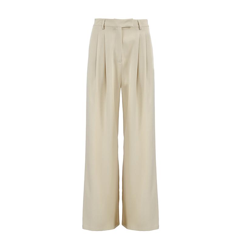 

Loose Pleated Solid Wide Leg Pants Women Spring Autumn Fashion Casual High Waist Versatile Long Trousers Ofiice Lady Streetwear S хакі