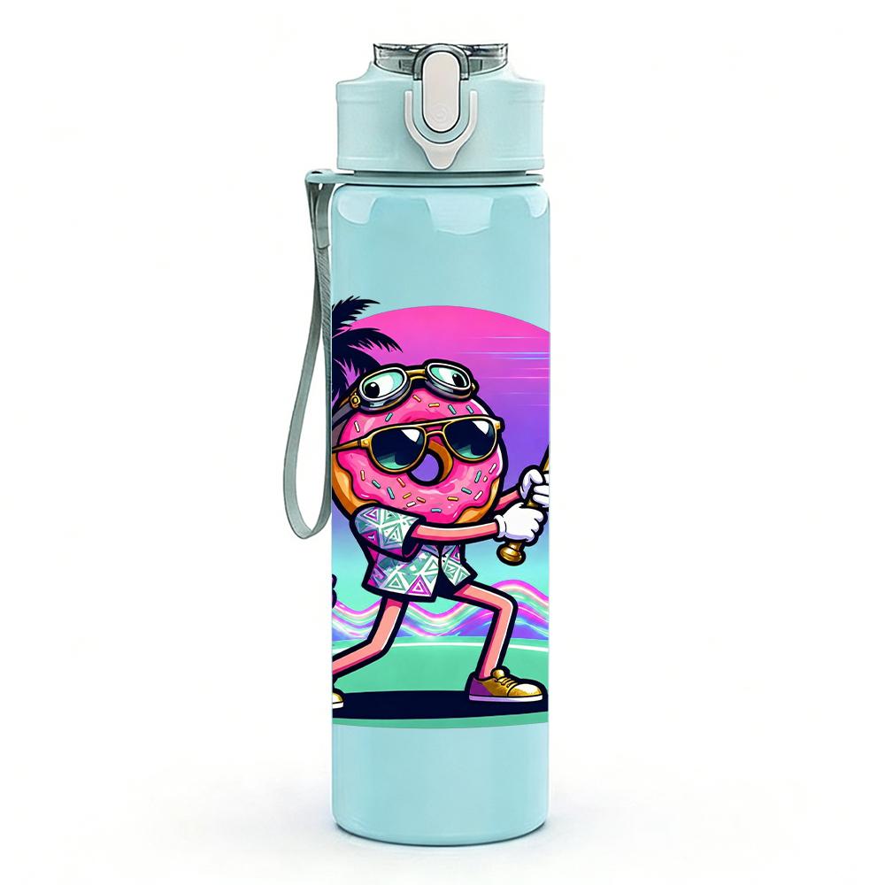 1PC Sunglasses Baseball Axolotl Figure 750ml Color Plastic Water Bottle Leakproof Flip Straw Lid For Sports Office Home Use