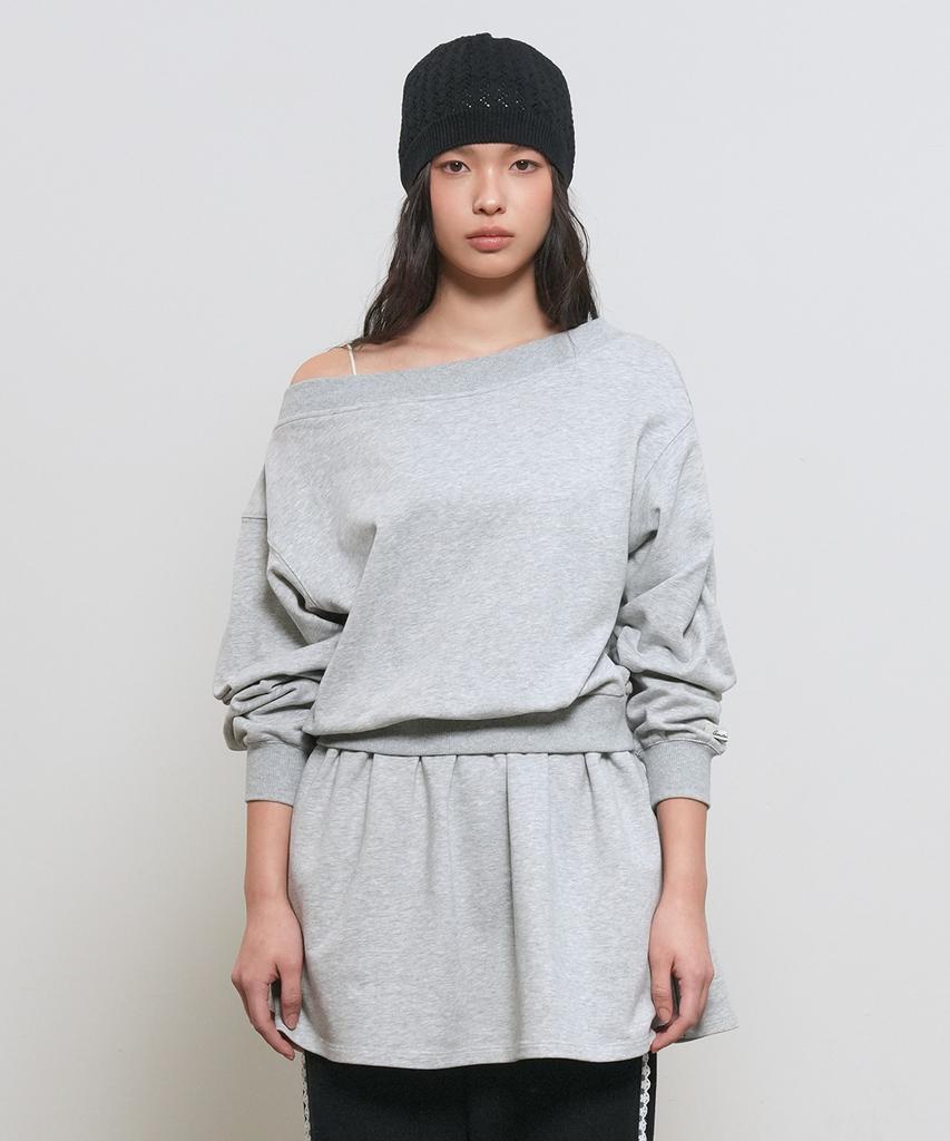 General Idea Boat Neck Sweatshirt Dress [Melange Grey] / Gf2Lop509