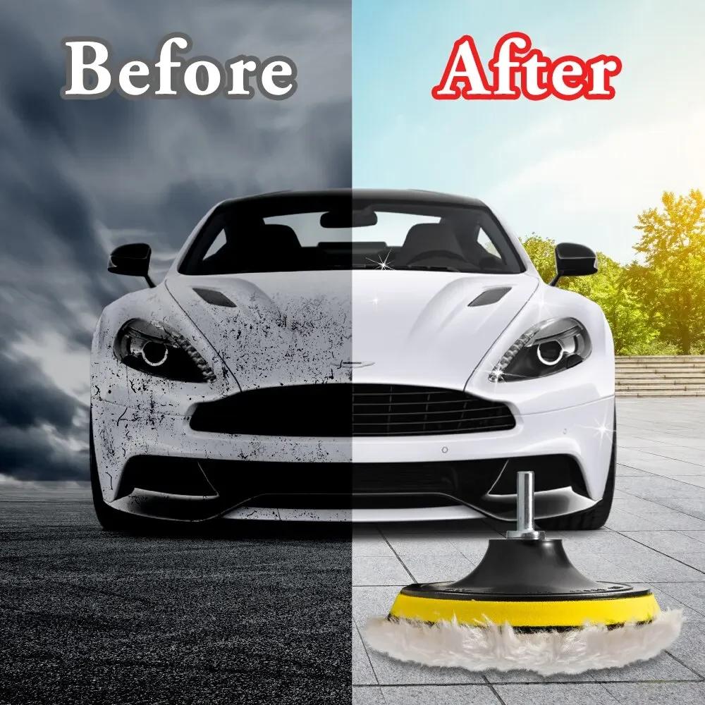 5PCS 3/4/5/inch Polishing Kit Polishing Pad Car Waxing Sponge Disk Wool Wheel Auto Paint Care Polisher Pads Gadget Accessories