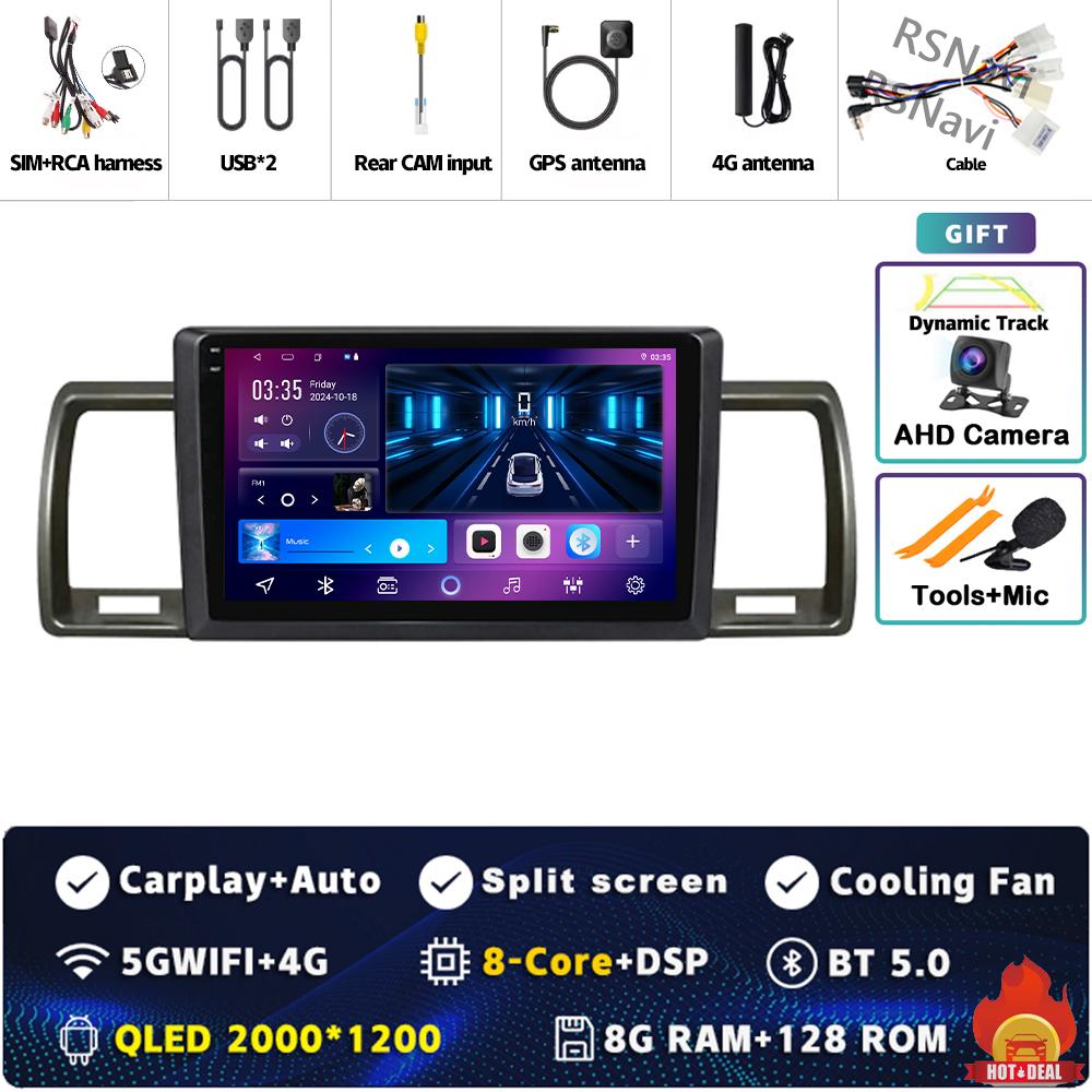 Android 14 Carplay Car Radio For Toyota Hiace 2004 - 2019 Multimedia Video Player Navigation GPS Stereo 2 Din Head Unit WIFI+4G