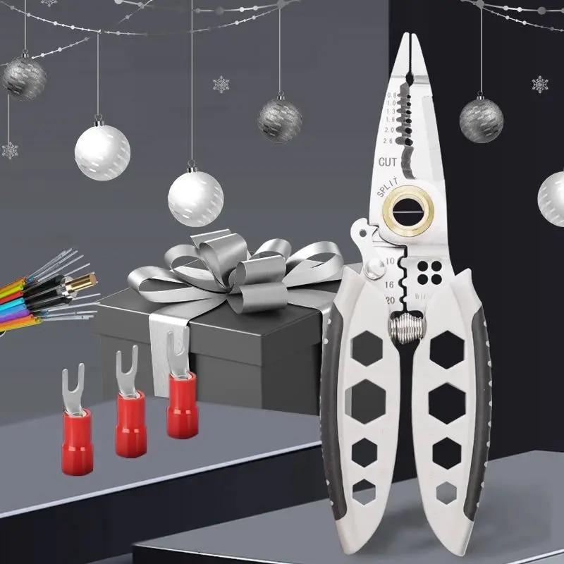 1PC 7in Multifunctional Wire Stripper Pliers Electrician Special Tools for Wire Cutting Pulling Pressing Winding Screwing