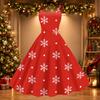 Women's Christmas Print Off-Shoulder Vintage Dress
