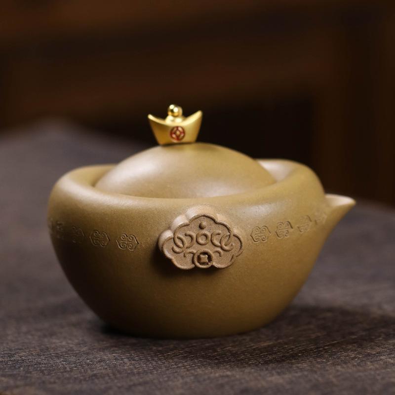 

100ml Aesthetic Yixing Purple Clay Teapots Handmade Ingot Pot Raw Ore Section Mud Kettle Chinese Zisha Tea Set Teaware Ornaments