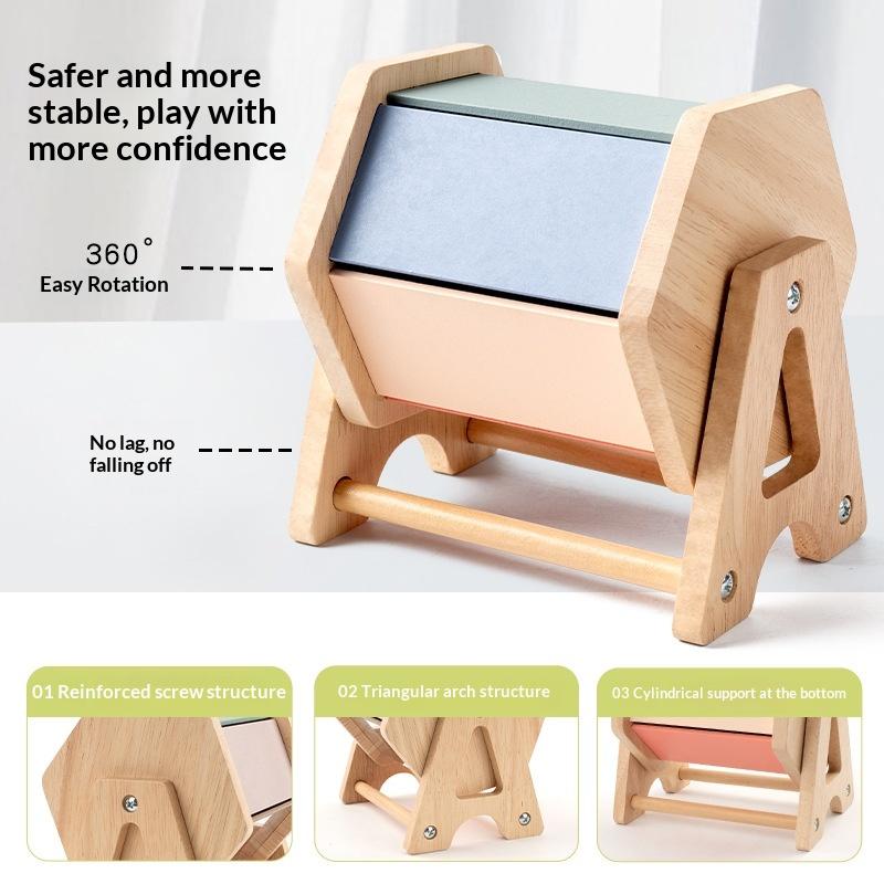 Montessori Infant Wooden Toys Toddler Color Rolling Drum Toy Kids Educational Sensory Toys Baby Birthday Gifts Aged 0-3 Years