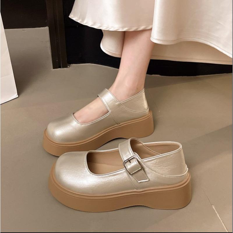 Fashion 2025Spring Fashion Wedge Round Toe Soft Bottom Lolita Shoes Women Cute Vintage  Jane Shoes Chunky College Student Shoes
