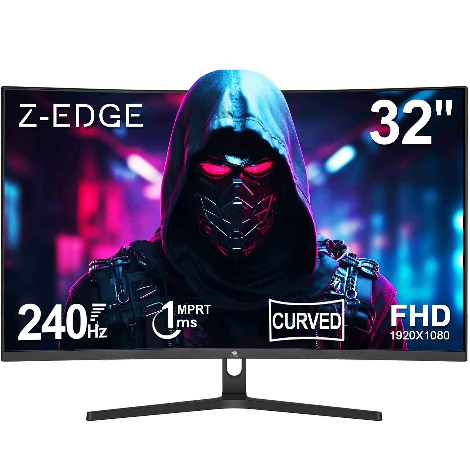 Monitor Gaming Curvo 32 Pollici Z-EDGE UG32P - Schermo Curvo 1500R - FHD 1920x1080P - 240Hz - MPRT 1ms - HDMI 2.0 & DisplayPort 1.4 nero